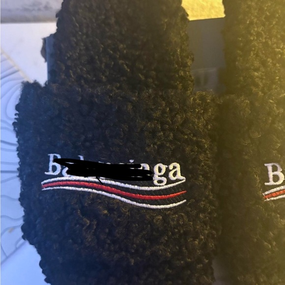 Balenciaga Black Textured Slippers